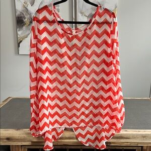 Arden - Chevron Patterned Sheer Women's Top/coverup